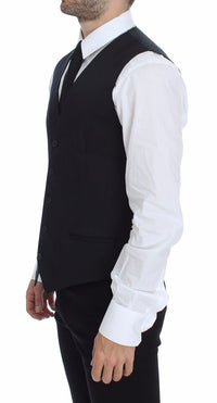 Thumbnail for Blue Cotton Stretch Dress Vest Blazer