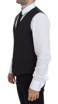 Thumbnail for Gray Wool Stretch Dress Vest Jacket Blazer