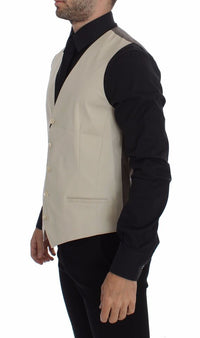 Thumbnail for Beige Cotton Stretch Dress Vest Blazer
