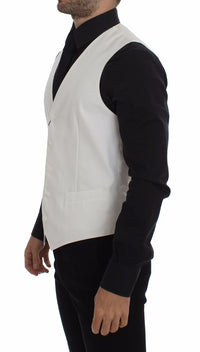 Thumbnail for White Cotton Silk Blend Dress Vest Blazer