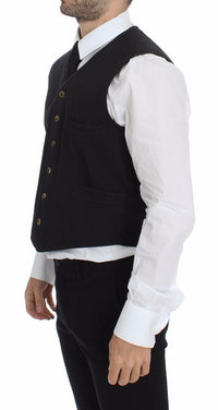 Thumbnail for Black Cotton Viscose Dress Vest Blazer
