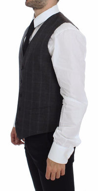 Thumbnail for Brown Check Wool Single Breasted Vest