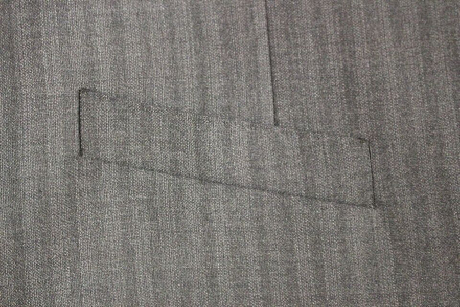 Gray Striped Wool Single Breasted Vest