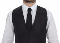 Thumbnail for Gray Striped Wool Logo Vest Gilet Vests