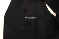Thumbnail for Black Striped Wool Silk Dress Vest Gilet