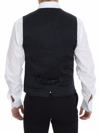 Thumbnail for Blue Cotton Stretch Dress Vest Blazer