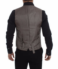 Thumbnail for Beige Cotton Stretch Dress Vest Blazer