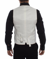 Thumbnail for White Cotton Silk Blend Dress Vest Blazer