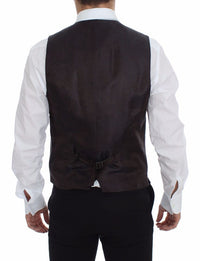 Thumbnail for Brown Check Wool Single Breasted Vest