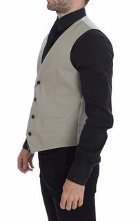 Thumbnail for Beige Silk Blend Dress Formal Vest Gilet