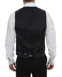 Thumbnail for Gray Striped Wool Single Breasted Vest