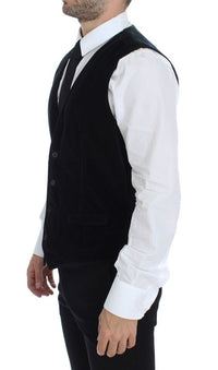 Thumbnail for Black Cotton Single Breasted Vest Gilet