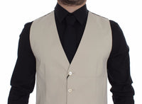 Thumbnail for Beige Cotton Stretch Dress Vest Blazer