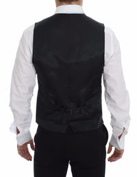 Thumbnail for Gray Striped Wool Logo Vest Gilet Weste