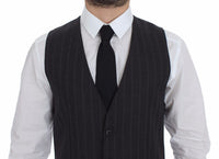 Thumbnail for Gray Striped Wool Logo Vest Gilet Weste