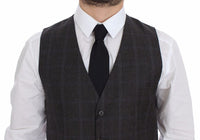 Thumbnail for Brown Check Wool Single Breasted Vest