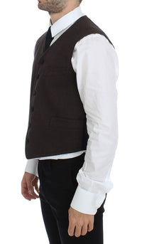 Thumbnail for Brown Cotton Blend Dress Vest Gilet