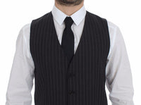Thumbnail for Gray Striped Wool Logo Vest Gilet Weste
