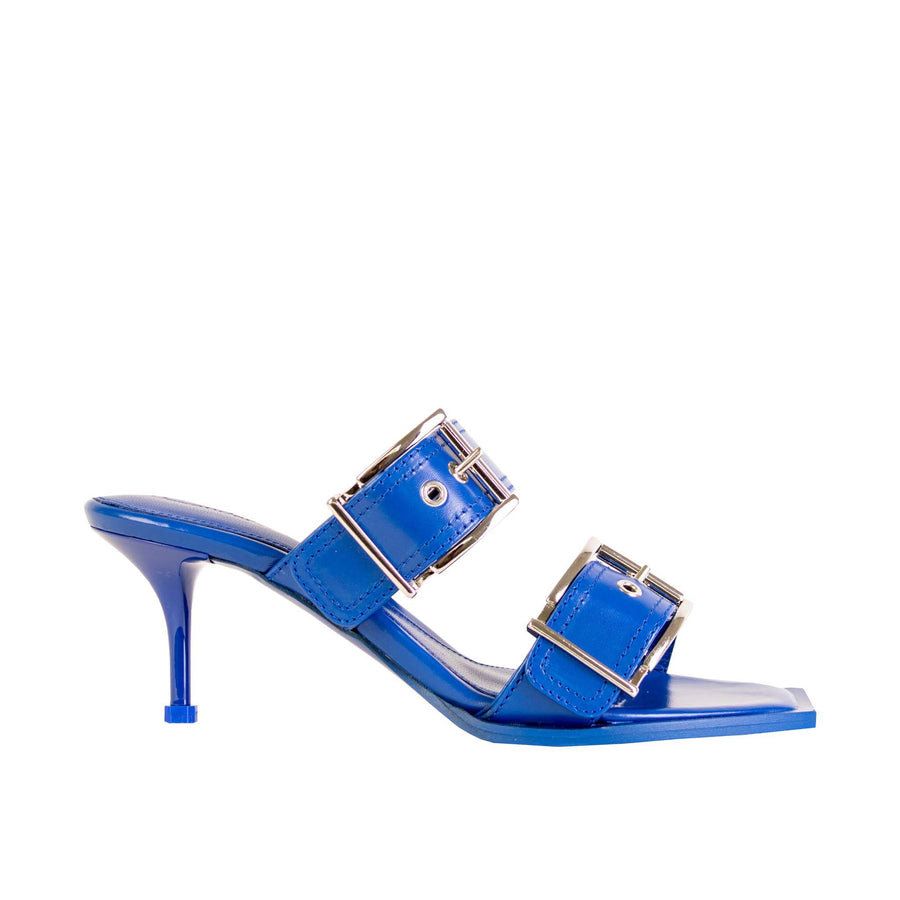 Elegant Heeled Buckle Blue Sandals