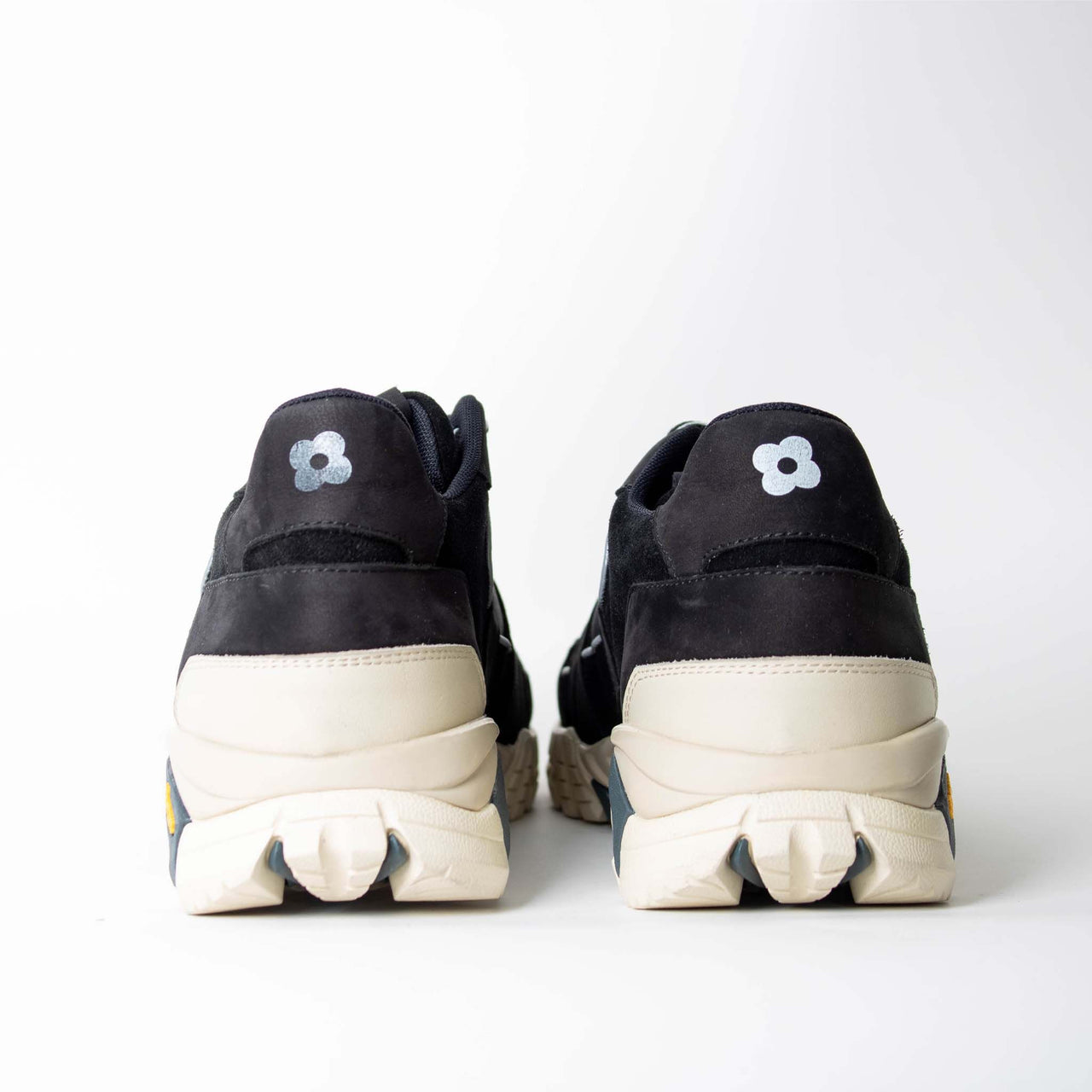 Elegant Black Leather and Suede Sneakers