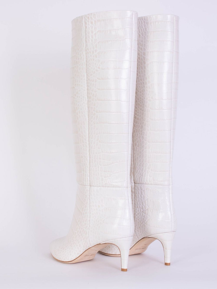 Ivory Knee-High Stiletto Boots