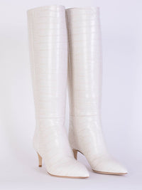 Thumbnail for Ivory Knee-High Stiletto Boots