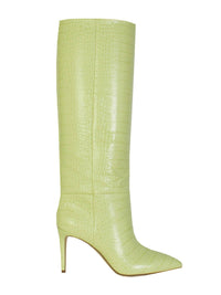 Thumbnail for Elegant Lime Croco Leather High Stiletto Boots