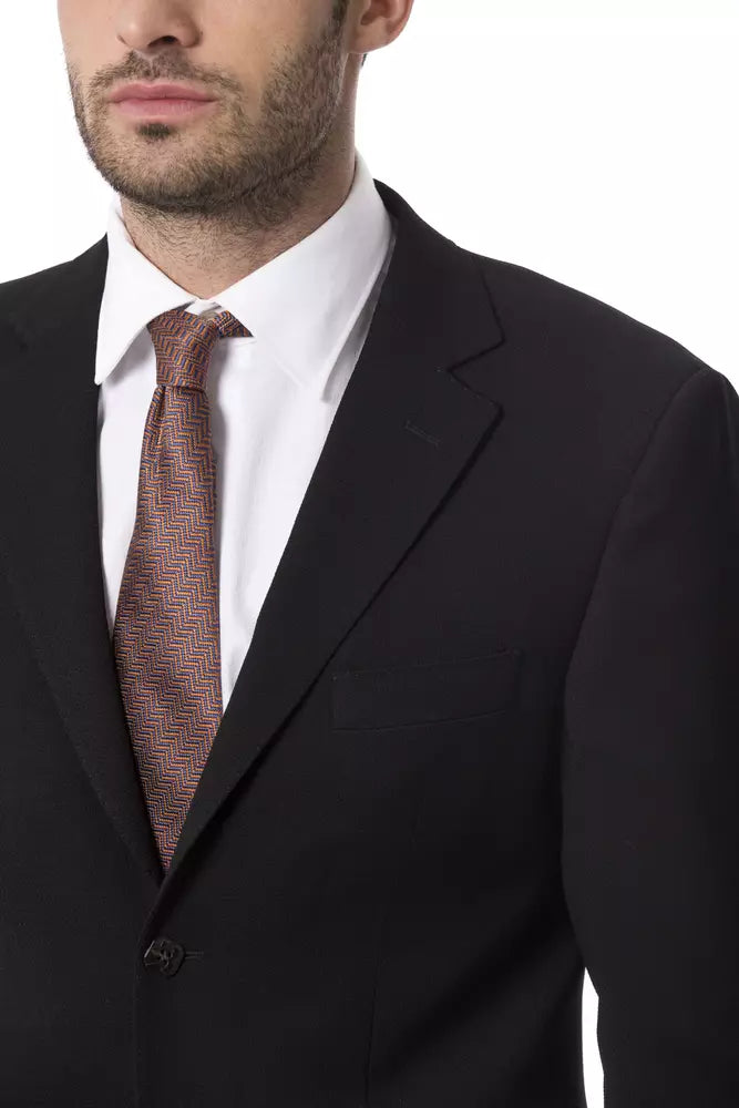 Elegant Italian Wool Black Jacket