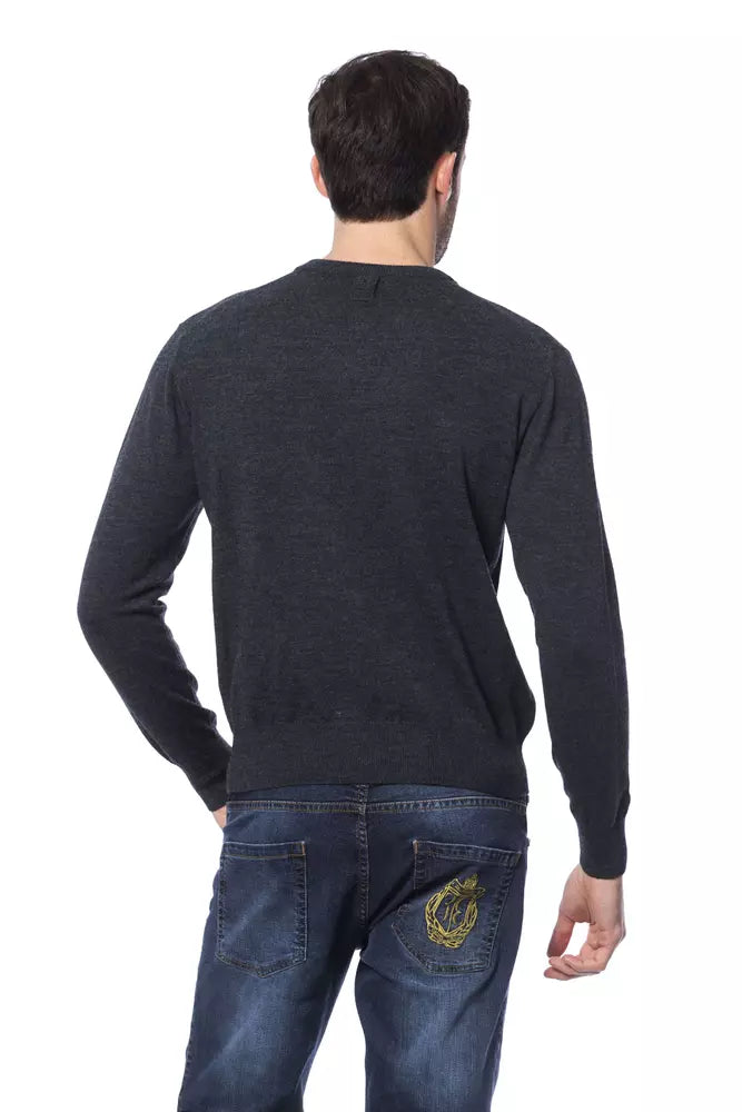 Embroidered Merino Wool Crew Neck Sweater