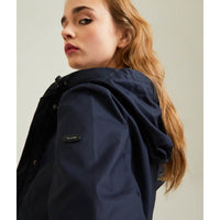 Thumbnail for Chic Blue Polyester Jacket with Zip and Button Detail