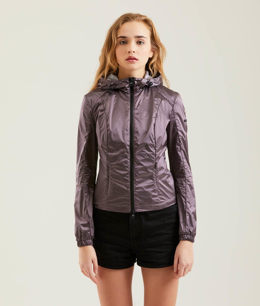 Sleek Ultra-Light Metallic Nylon Jacket