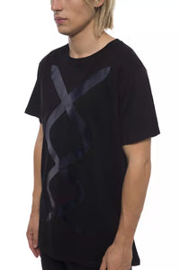 Thumbnail for Elegant Black Round Neck Printed Tee