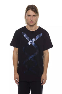 Thumbnail for Elegant Black Round Neck Printed Tee