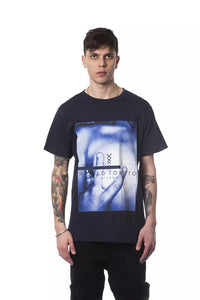 Thumbnail for Elegant Blue Cotton Tee with Chic Print