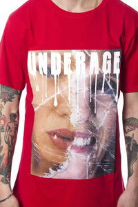 Thumbnail for Elegant Red Round Neck Cotton Tee