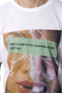 Thumbnail for Elegant White Round Neck Printed Tee