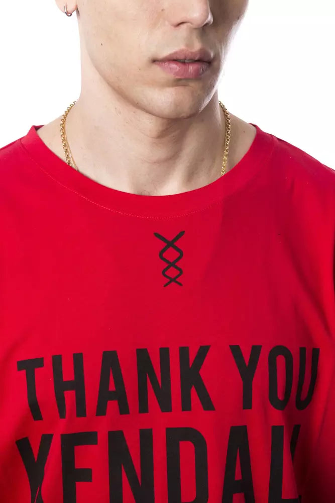 Elegant Red Round Neck Printed Tee