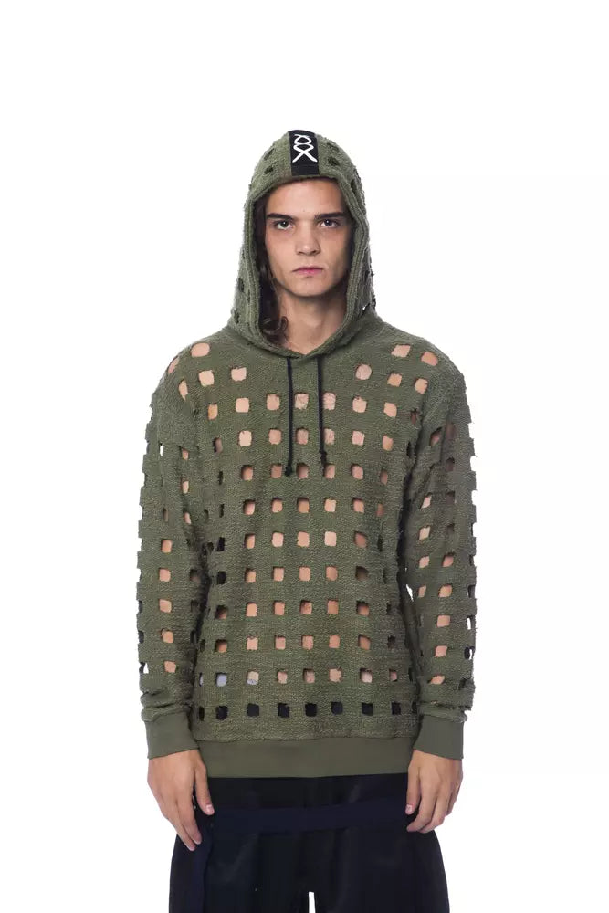 Army Perforated Cotton Hoodie - Casual Elegance