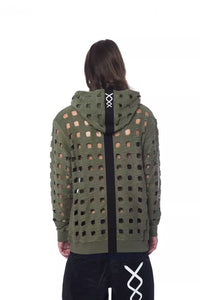 Thumbnail for Army Perforated Cotton Hoodie - Casual Elegance