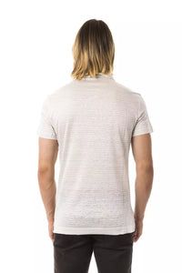 Thumbnail for Elegant Beige Linen Polo with Chest Embroidery