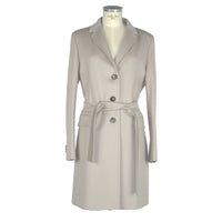 Thumbnail for Beige Wool Elegance Belted Jacket