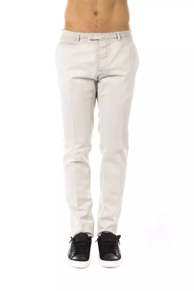 Elegant Gray Casual Cotton Pants