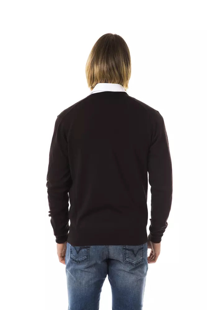 Embroidered V-Neck Merino Wool Sweater