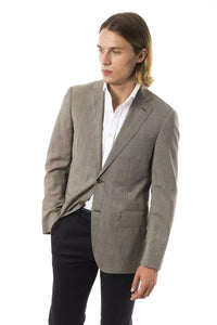 Thumbnail for Elegant Gray Wool Two-Button Blazer