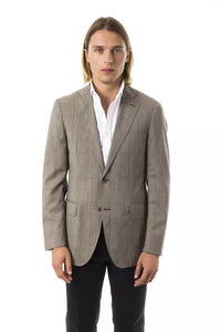 Thumbnail for Elegant Gray Wool Two-Button Blazer