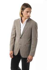 Thumbnail for Elegant Gray Wool Two-Button Blazer