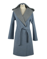 Thumbnail for Italian Elegance Two-Tone Wool Coat with Hood