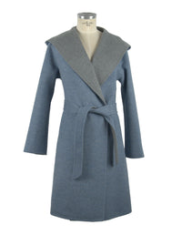 Thumbnail for Italian Elegance Two-Tone Wool Coat with Hood