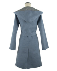 Thumbnail for Italian Elegance Two-Tone Wool Coat with Hood