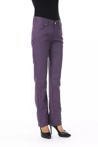 Thumbnail for Chic Purple Cotton-Blend Trousers